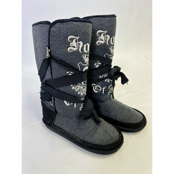 Vintage Juicy Couture Boots Womens Size 8 Y2K Embroidered - Picture 1 of 9